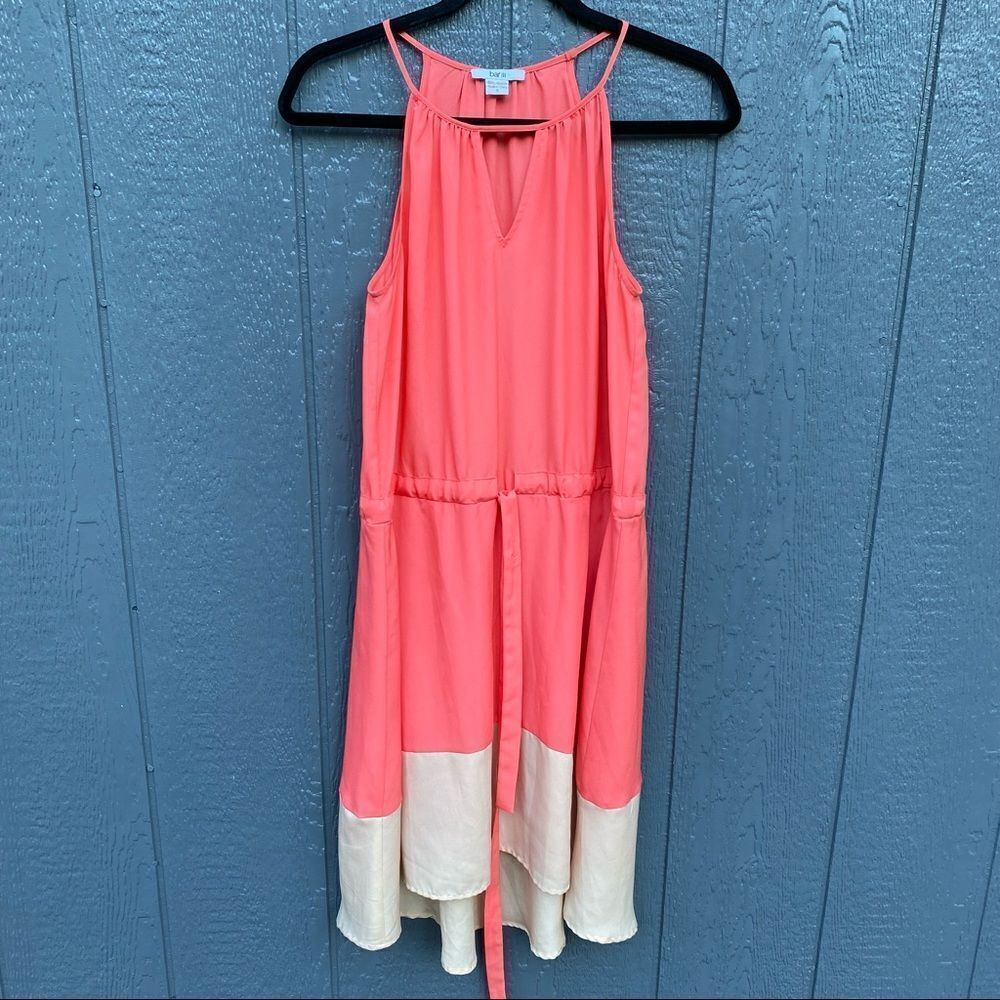 Bar III Bar 3 Tie Front Peach Coral Slip Dress S